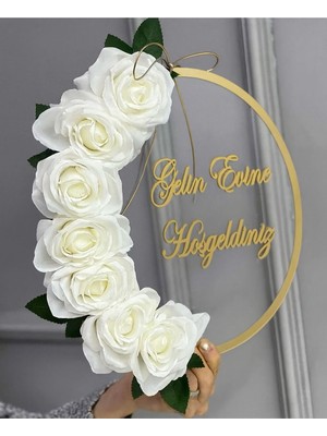 Gelin Evine Hoşgeldiniz Kapı Süsü Duvar Süsü ve Kapı, Duvar Dekoru Süsü 28CM Gold Hediyelik Eşya