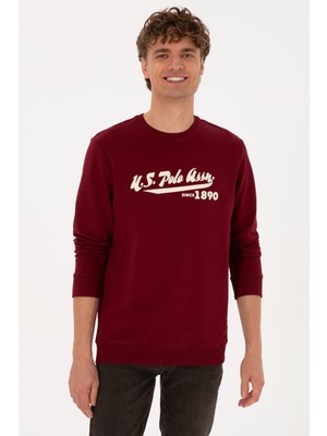 U.S. Polo Assn. Erkek Bisiklet Yaka Regular Fit Bordo İnce Sweatshirt 50316315-VR014