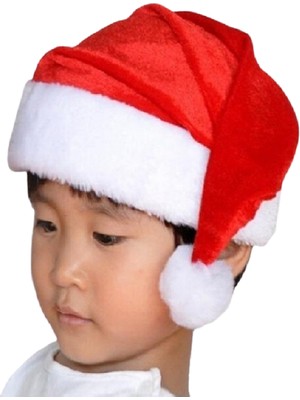 Kostümce Çocuk Noel Baba Şapkası Kadife
