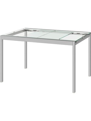 Açılır Yemek Masası, Şeffaf-Krom Kaplama, 4-6 Kişilik, Açılabilir, 125/188X85 cm
