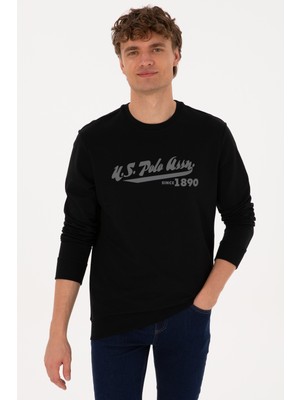 U.S. Polo Assn. Erkek Bisiklet Yaka Regular Fit Siyah İnce Sweatshirt 50316315-VR046