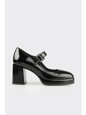 Siyah Deri Kadın Ayakkabı