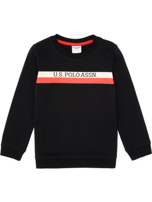 U.S. Polo Assn. Erkek Çocuk Siyah Basic Bsiklet Yaka Sweatshirt 50313994-VR046