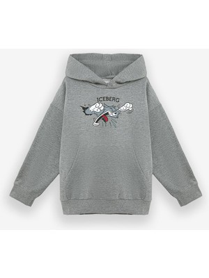 Iceberg Erkek Çocuk Gri Kapüşonlu Sweatshirt Comfort Kesim 10 Yaş için Rahat Tasarım
