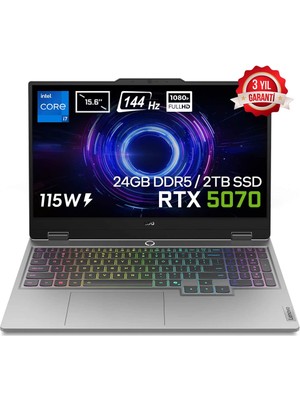 Lenovo Loq 15IRX10 Intel Core I7-13650HX 24GB Ddr5 2tb SSD RTX5070 8gb 115W 15.6 Inç Full Hd 144Hz IPS Freedos Gaming Laptop (83JE00EWTRV1)