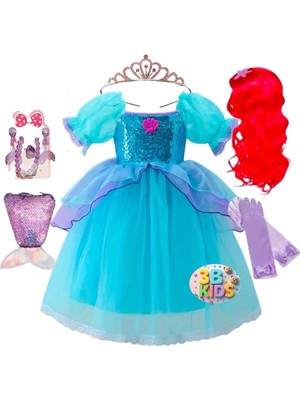 3b Kids Deniz Kızı Peruklu Balo Kostüm Elbisesi