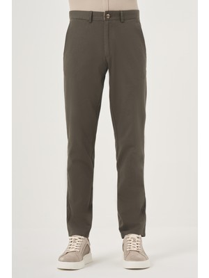 Morven  Erkek Yeşil Yazlık Pamuk Yan Cep Slim Fit Chino Pantolon
