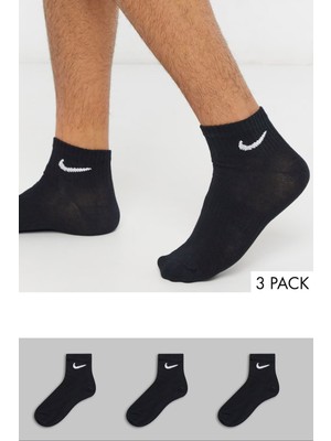 Nike Dri Fit Everyday Cotton Cushioned Ankle Scok Unisex 3lü Çorap Siyah