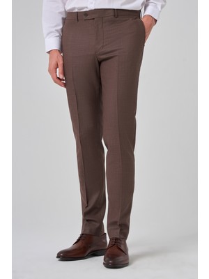 Morven  Erkek Kahve Klasik Slim Fit Dar Kesim Pantolon