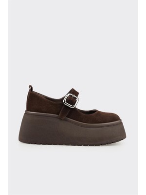 Elle Kahve Deri Kadın Topuklu Ayakkabı