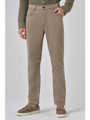 Morven  Erkek Bej Denim 5 Cep Dynamic Fit Jean Kot Pantolon