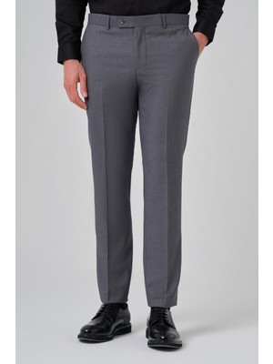 Morven  Erkek Gri Klasik Slim Fit Dar Kesim Pantolon