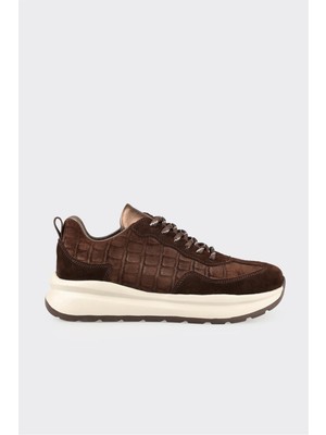 Elle Kahve Deri Kadın Spor Ayakkabı