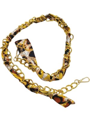 Angel Çanta Aksesuar 100 cm Light Gold Renk Fularlı Kancalı Çanta Zinciri