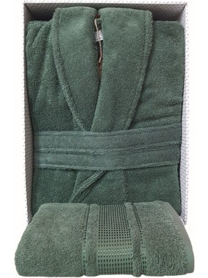 Özdilek Colourist Şalyaka Bornoz + Baş Havlusu- Zümrüt Yeşili