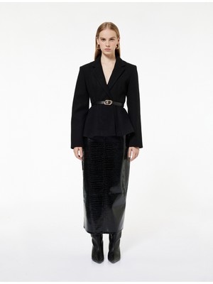 Koton Uzun Kollu Kemer Detaylı Peplum Blazer Ceket