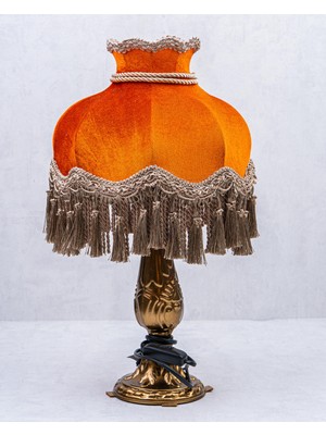 Beyler Klasik Abajur Bronz Ayak Kiremit Şapka