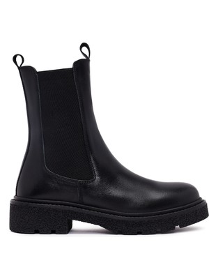 Derimod Kadın Siyah Kalın Tabanlı Deri Chelsea Bot 25WFD511618