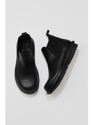 Bueno Shoes Siyah Deri Kadın Düz Bot 01WV7500 01WV7500