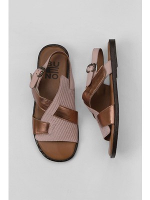 Bueno Shoes Pudra Taba Deri Kadın Düz Sandalet 01WY2012 01WY2012