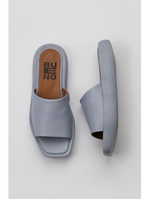 Bueno Shoes Mavi Deri Kadın Düz Terlik 01WY1000 01WY1000