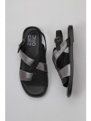 Bueno Shoes Siyah Multi Deri Kadın Düz Sandalet 01WY2012 01WY2012