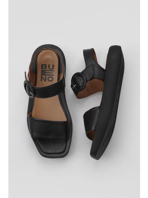 Bueno Shoes Siyah Khv Deri Kadın Düz Sandalet 01WY1002 01WY1002