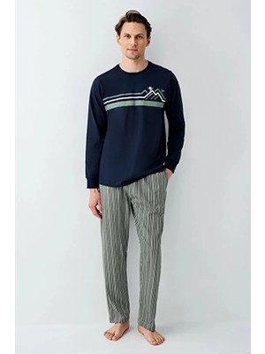 Arnetta Uzun Kol Çizgili Erkek Pijama Takım 3648