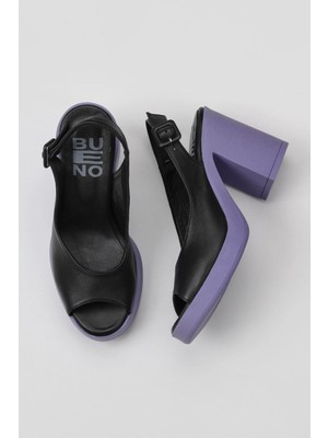 Bueno Shoes Siyah Lila Deri Kadın Topuklu Sandalet 01WY12300 01WY12300