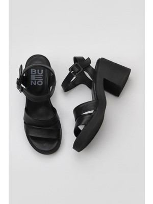 Bueno Shoes Siyah Deri Kadın Topuklu Sandalet 01WY12506 01WY12506