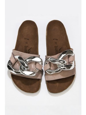 Bueno Shoes Kum Nubuk Deri Kadın Düz Terlik 05WT066 05WT066