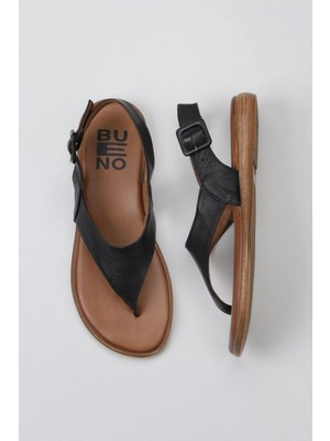 Bueno Shoes Siyah Deri Kadın Parmak Arası Sandalet 01WY8807 01WY8807