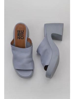 Bueno Shoes Mavi Deri Kadın Topuklu Terlik 01WY12200 01WY12200