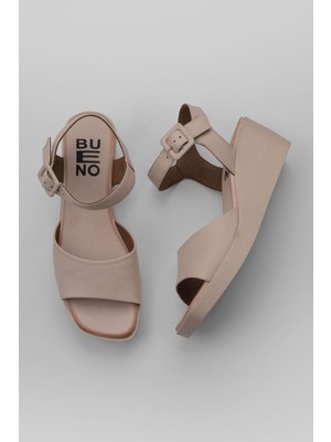 Bueno Shoes Pembe Pembe Deri Kadın Dolgu Topuklu Sandalet 01WY2400 01WY2400