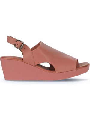 Bueno Shoes Pembe Deri Kadın Dolgu Topuklu Sandalet 01WY2407 01WY2407