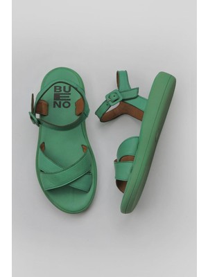 Bueno Shoes Yeşil Koyu Deri Kadın Düz Sandalet 01WY2301 01WY2301