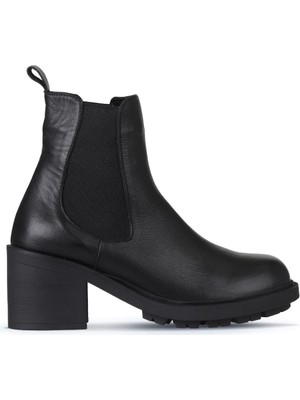 Bueno Shoes Siyah Deri Kadın Topuklu Bot 01WZ7902 01WZ7902