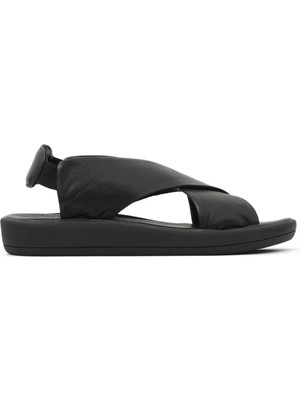 Bueno Shoes Siyah Deri Kadın Düz Sandalet 01WY2303 01WY2303