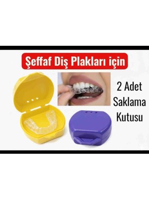 Vulli Gece Plakları Için Saklama Kabı 2 Adet Şeffaf Diş Plağı Kutusu