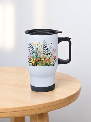 Lili Hediyelik Çiçekler Baskılı Kulplu Çelik Bardak Termos 450 ml