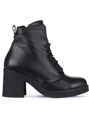 Bueno Shoes Siyah Deri Kadın Topuklu Bot 01WZ7107 01WZ7107