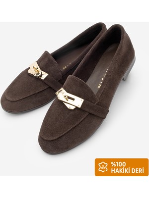 Marjin Kadın Loafer Hakiki Deri Tokalı Makosen Günlük Ayakkabı Nador
