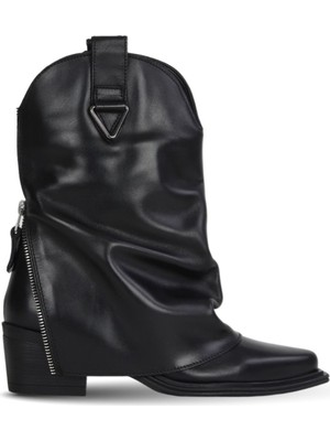 Bueno Shoes Siyah Deri Kadın Topuklu Bot 39WB9419 39WB9419