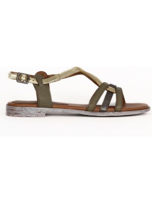 Bueno Shoes Haki Deri Kadın Düz Sandalet 01WY3401 01WY3401