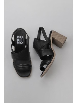 Bueno Shoes Siyah Deri Kadın Topuklu Sandalet 01WY3705 01WY3705