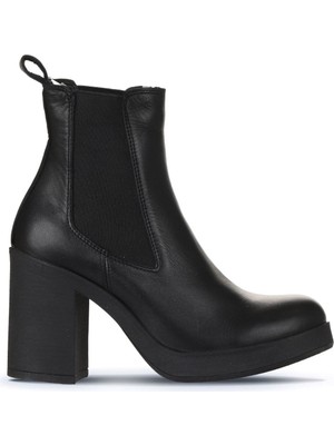 Bueno Shoes Siyah Deri Kadın Topuklu Bot 01WZ3202 01WZ3202