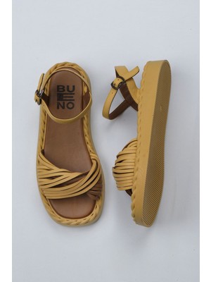 Bueno Shoes Sarı Deri Kadın Düz Sandalet 01WY9110 01WY9110