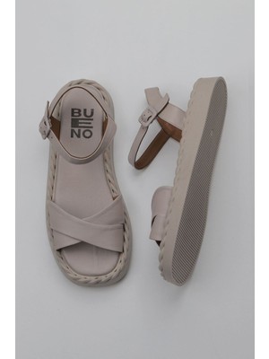 Bueno Shoes Gri Deri Kadın Düz Sandalet 01WY9102 01WY9102