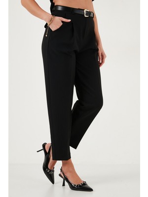 Lela Regular Fit Yüksek Bel Düz Paça Kemerli Pantolon Bayan Pantolon 68350938