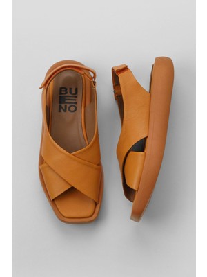 Bueno Shoes Turuncu Deri Kadın Düz Sandalet 01WY1012 01WY1012